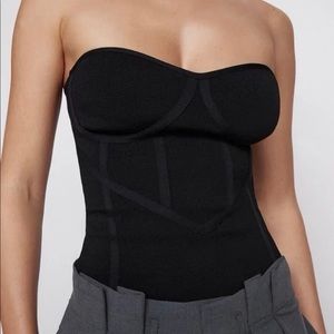 Zara Black Corset Ribbed Top